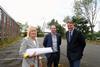 Architect Wendy Griffin from Nicol Thomas, with The Wigley Group Chief Executive Officer James Davies and Land & Development Director Mike Vining at the current Stonebridge Trading Estate