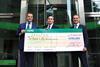 Cheque please: (L-R) Ciaran Bird, UK managing director at CBRE; Campbell Robb, chief executive at Shelter; and Steve Timbs, chairman of CBRE’s UK communities and giving committee
