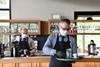 Masked cafe waiters