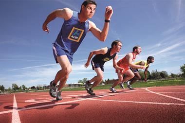 Supermarkets race - sprinting athletes