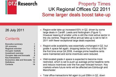 DTZ Research: UK Regional Cities - Q2 2011