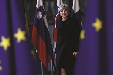 May with EU Flags