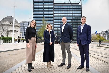 Mills & Reeve selects OCW (landscape) L-R Liz Bailey CBRE, Jayne Hussey Mills & Reeve, Ross Fittall MEPC and Charles Toogood Avison Young