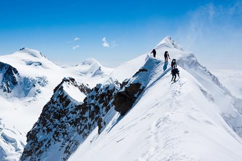 Climbers near summit 