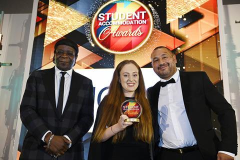 Torsion’s Hannah Yates accepts the Rising Star award from Stephen Cleal of UCAS