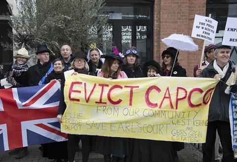 Earls Court protestors